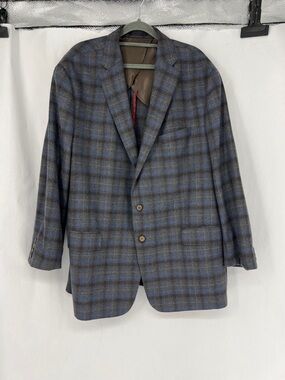 Reds 1865 Blue and Gray Plaid Sport Coat - Two-Button Notch Lapel